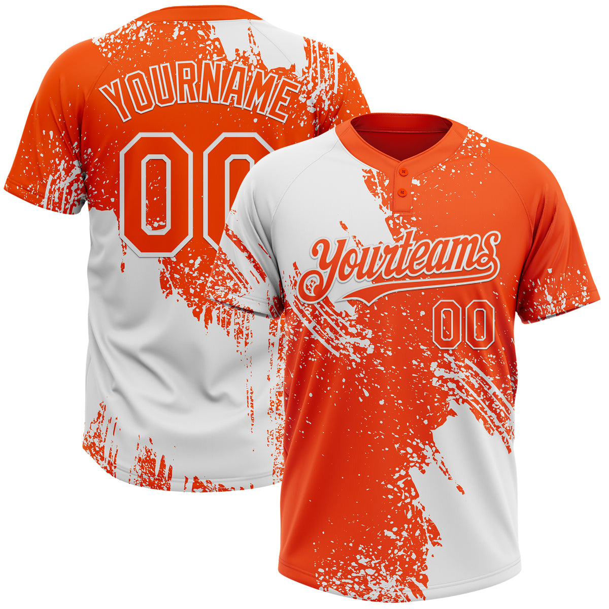 Custom White Orange 3D Pattern Abstract Brush Stroke Two-Button Unisex ...