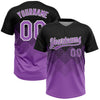 Custom Black Medium Purple-White 3D Gradient Square Shape Two-Button Unisex Softball Jersey