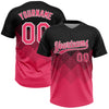 Custom Black Neon Pink-White 3D Gradient Square Shape Two-Button Unisex Softball Jersey