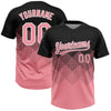 Custom Black Medium Pink-White 3D Gradient Square Shape Two-Button Unisex Softball Jersey