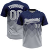 Custom Navy Gray-White 3D Gradient Square Shape Two-Button Unisex Softball Jersey
