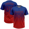 Custom Royal Red 3D Gradient Square Shape Two-Button Unisex Softball Jersey