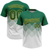 Custom Kelly Green White-Gold 3D Gradient Square Shape Two-Button Unisex Softball Jersey