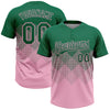 Custom Kelly Green Light Pink 3D Gradient Square Shape Two-Button Unisex Softball Jersey