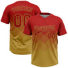Custom Red Old Gold 3D Gradient Square Shape Two-Button Unisex Softball Jersey