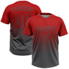 Custom Red Steel Gray 3D Gradient Square Shape Two-Button Unisex Softball Jersey