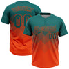 Custom Teal Orange 3D Gradient Square Shape Two-Button Unisex Softball Jersey