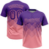 Custom Purple Medium Pink 3D Gradient Square Shape Two-Button Unisex Softball Jersey