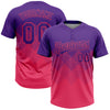 Custom Purple Neon Pink 3D Gradient Square Shape Two-Button Unisex Softball Jersey