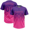 Custom Purple Pink 3D Gradient Square Shape Two-Button Unisex Softball Jersey