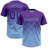 Custom Purple Light Blue 3D Gradient Square Shape Two-Button Unisex Softball Jersey