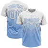 Custom White Light Blue 3D Gradient Square Shape Two-Button Unisex Softball Jersey