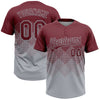 Custom Burgundy Gray 3D Gradient Square Shape Two-Button Unisex Softball Jersey