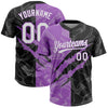 Custom Graffiti Pattern White Black-Medium Purple 3D Scratch Two-Button Unisex Softball Jersey