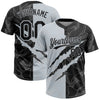 Custom Graffiti Pattern Black-Silver 3D Scratch Two-Button Unisex Softball Jersey