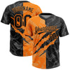 Custom Graffiti Pattern Black-Bay Orange 3D Scratch Two-Button Unisex Softball Jersey