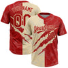 Custom Graffiti Pattern Red-Cream 3D Scratch Two-Button Unisex Softball Jersey