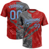Custom Graffiti Pattern Light Blue Red-Steel Gray 3D Scratch Two-Button Unisex Softball Jersey