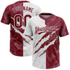 Custom Graffiti Pattern Crimson-White 3D Scratch Two-Button Unisex Softball Jersey