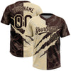 Custom Graffiti Pattern Brown-Cream 3D Scratch Two-Button Unisex Softball Jersey