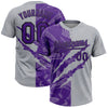 Custom Graffiti Pattern Purple Gray-Black 3D Scratch Two-Button Unisex Softball Jersey