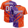 Custom Graffiti Pattern White Orange-Purple 3D Scratch Two-Button Unisex Softball Jersey