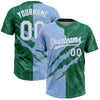 Custom Graffiti Pattern White Kelly Green-Light Blue 3D Scratch Two-Button Unisex Softball Jersey