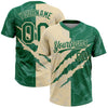 Custom Graffiti Pattern Kelly Green-Cream 3D Scratch Two-Button Unisex Softball Jersey