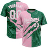 Custom Graffiti Pattern White Kelly Green-Light Pink 3D Scratch Two-Button Unisex Softball Jersey