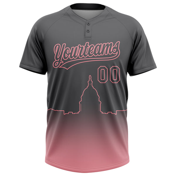 Custom Steel Gray Medium Pink Washington City Edition Gradient Two-Button Unisex Softball Jersey