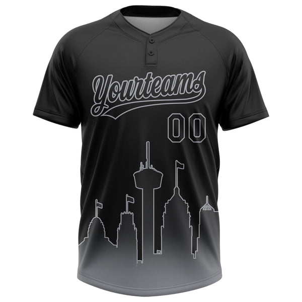 Custom Black Gray San Antonio City Edition Gradient Two-Button Unisex Softball Jersey