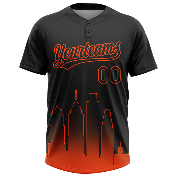 Custom Black Orange Philadelphia City Edition Gradient Two-Button Unisex Softball Jersey
