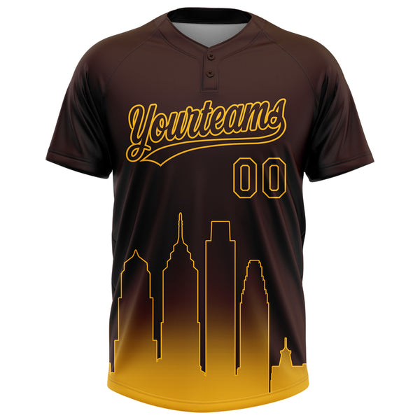 Custom Brown Gold San Diego City Edition Gradient Two-Button Unisex Softball Jersey