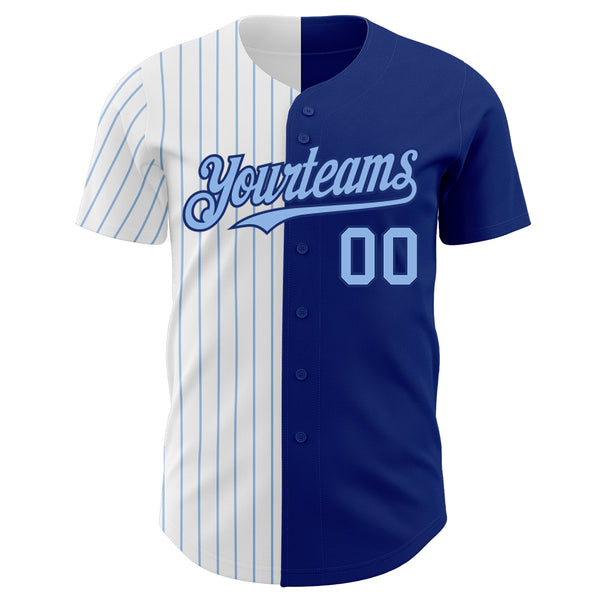 Custom Royal White-Light Blue Pinstripe Authentic Split Fashion Baseball Jersey