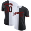 Custom Black White-Red Split Fashion Performance T-Shirt