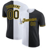 Custom Black White-Yellow Split Fashion Performance T-Shirt