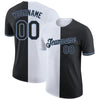 Custom Black White-Light Blue Split Fashion Performance T-Shirt