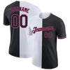 Custom Black White-Pink Split Fashion Performance T-Shirt