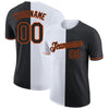 Custom Black White-Orange Split Fashion Performance T-Shirt