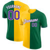 Custom Kelly Green Purple-Yellow Split Fashion Performance T-Shirt