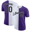 Custom Purple Black-Gray Split Fashion Performance T-Shirt
