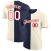 Custom Cream White Navy-Red Split Fashion Performance T-Shirt