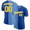 Custom Royal Yellow-Light Blue Split Fashion Performance T-Shirt