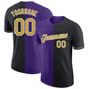 Custom Black Old Gold-Purple Split Fashion Performance T-Shirt