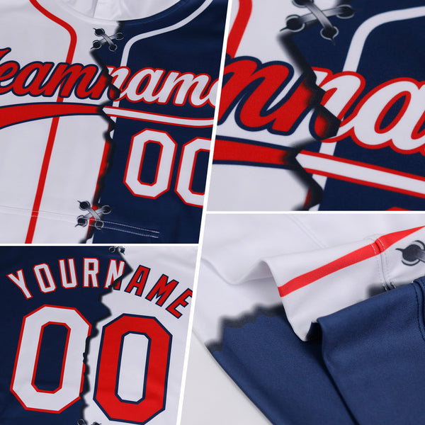 Custom Black White-Teal Split Ripped Pattern Baseball Pullover Sweatshirt Hoodie