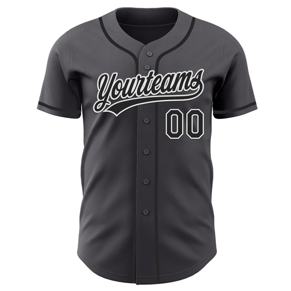 Custom Steel Gray Black-White Authentic Baseball Jersey