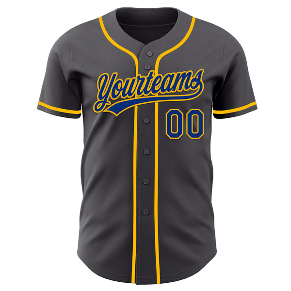 Custom Steel Gray Royal-Gold Authentic Baseball Jersey