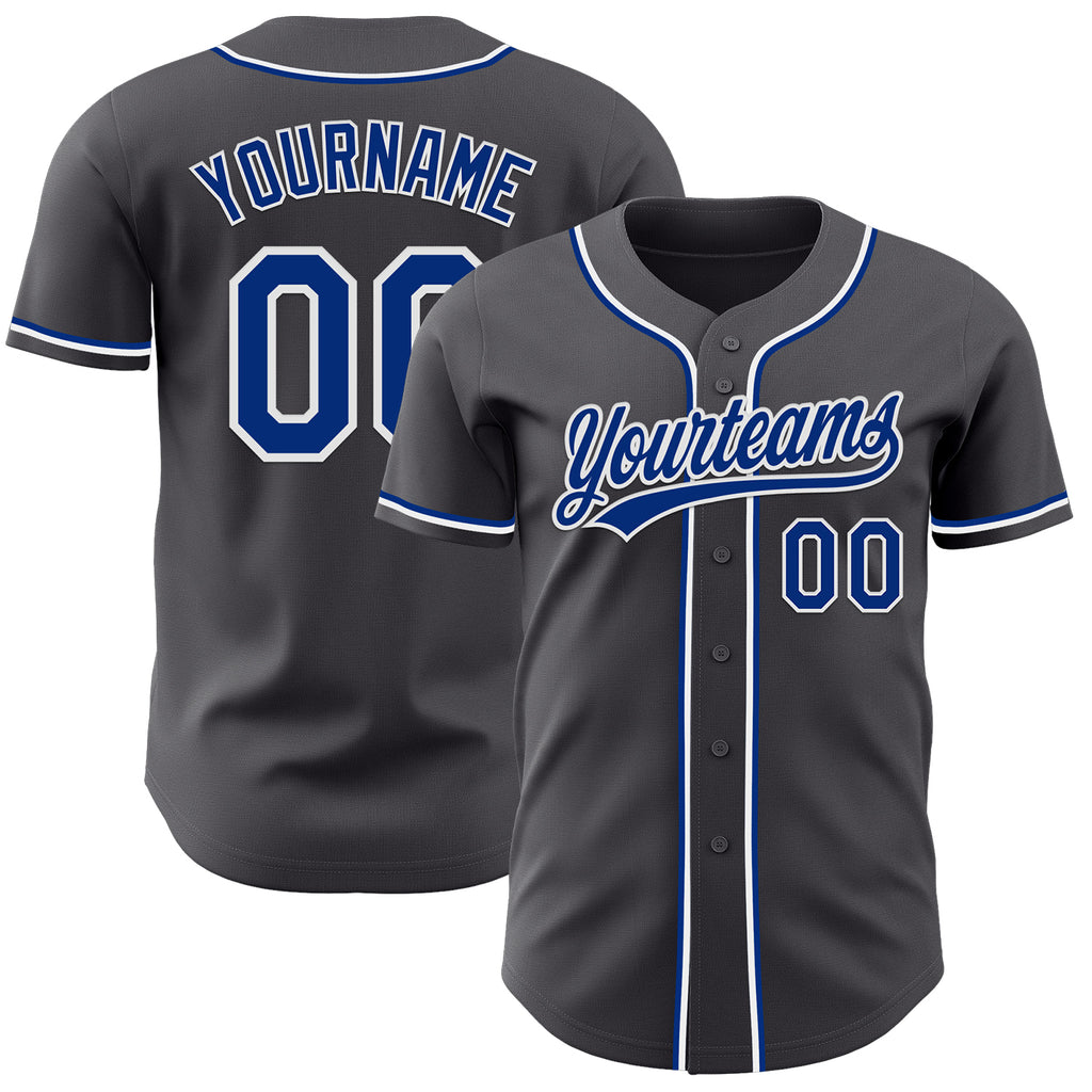 Custom Steel Gray Royal-White Authentic Baseball Jersey