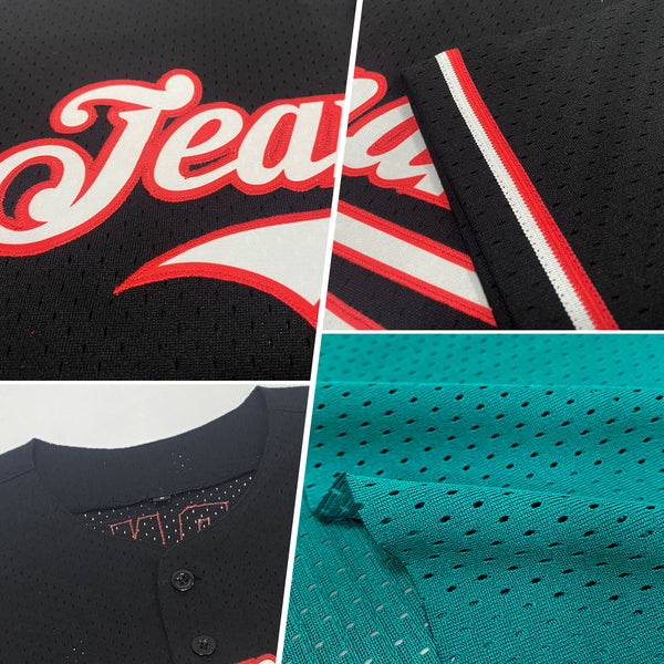 Custom Teal White-Pink Mesh Authentic Throwback Baseball Jersey