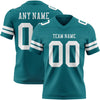Custom Teal White Authentic Football Jersey